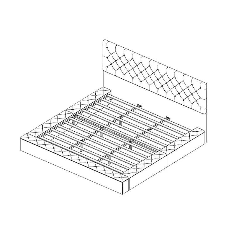 LED Queen/King Bed Frame with Tufted Headboard Bedroom Furniture