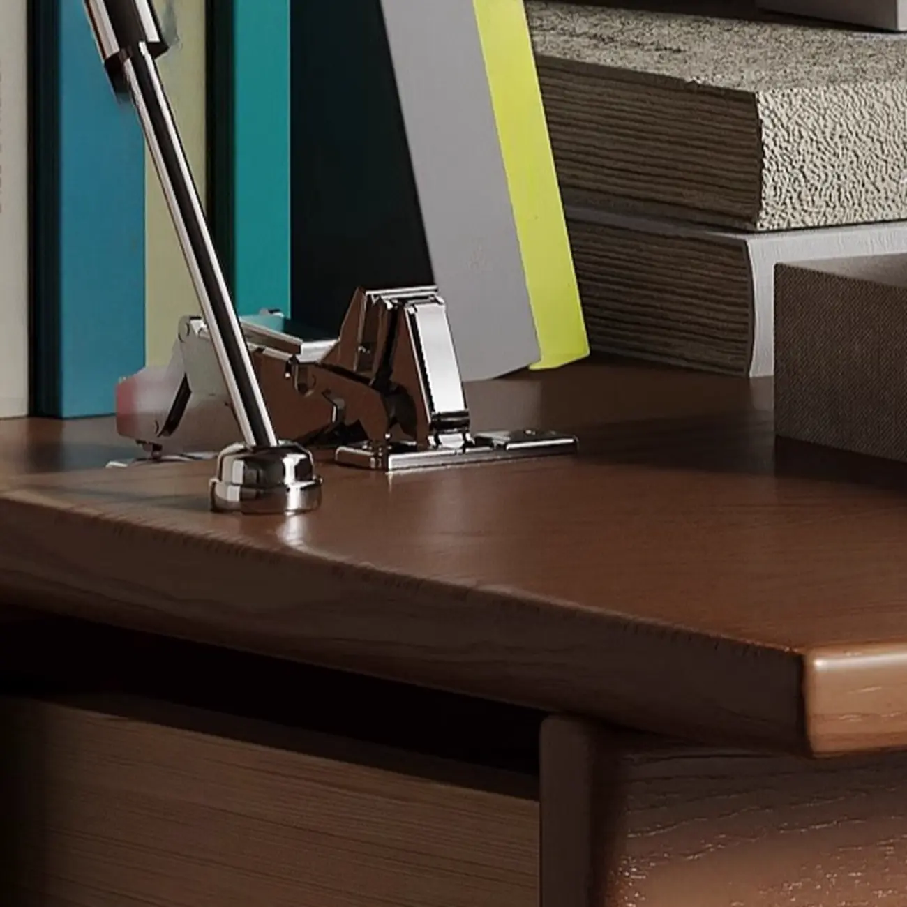 Living Room Brown 2-Tier Rectangular Wooden TV Stand