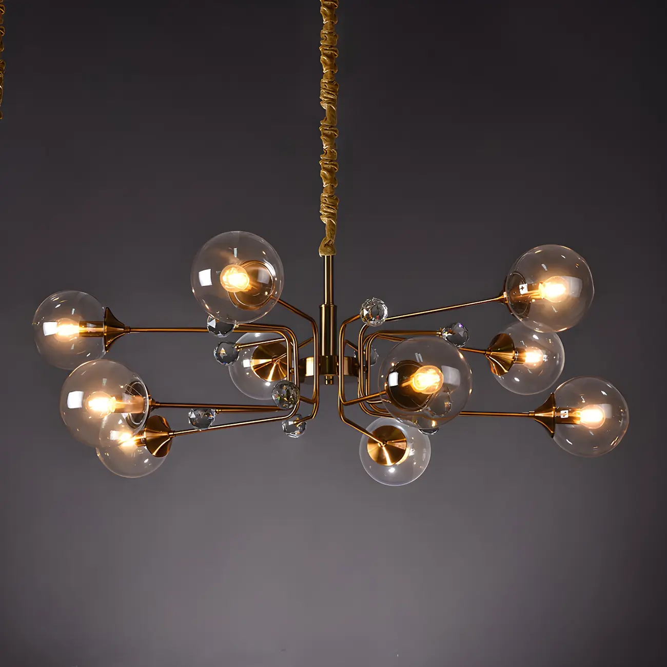 8-Light Mid-Century Modern Glass Globe Chandelier