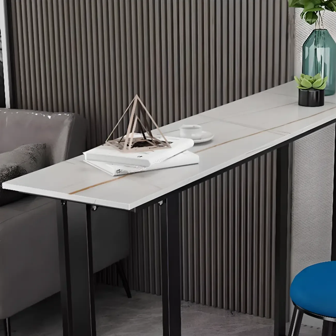 Scandinavian Slate Metal Rectangular Bar Tables