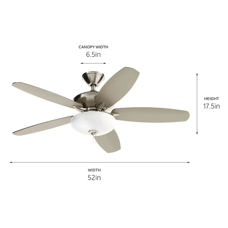 Kichler Renew Select 52 inch LED Ceiling Fan Brushed Stainless Steel with Reversible Blades