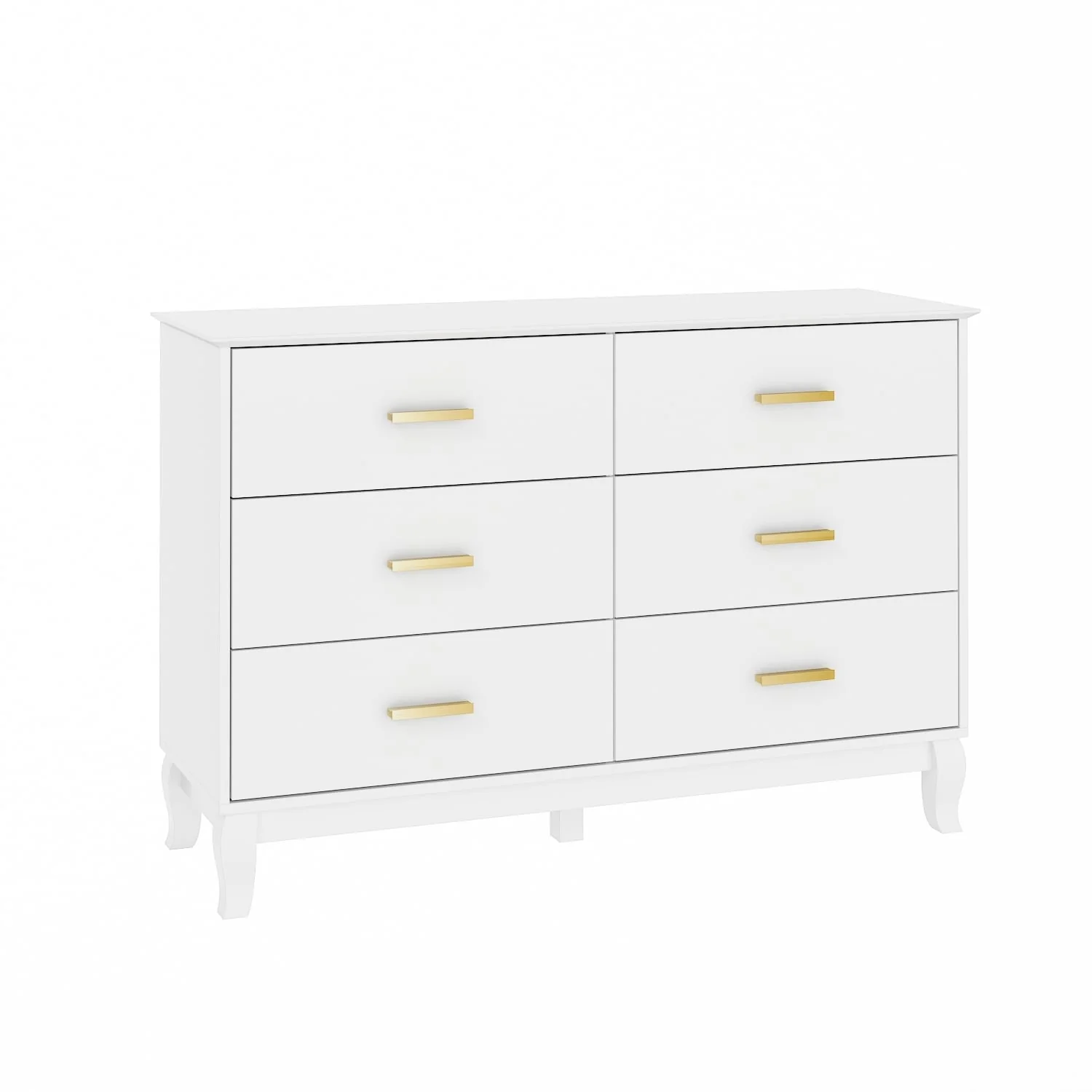 Timechee 6 Drawer 47.2''W Double Dresser Solid Wood Legs Lacquer Chest