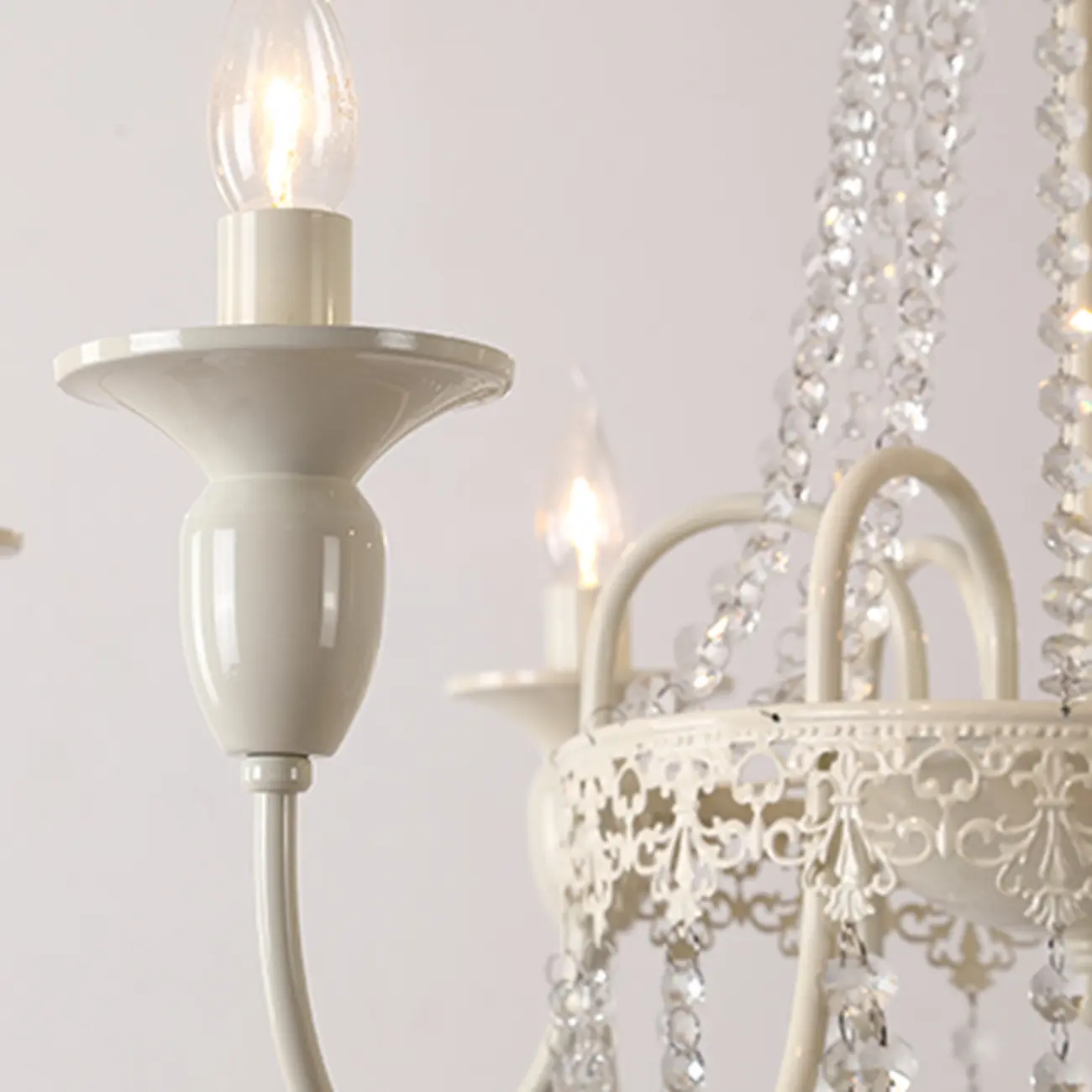 Crystal White Metal Crown Candelabra Chandelier