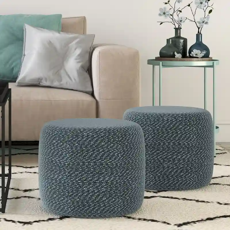WYNDENHALL Brodie Round Braided Pouf