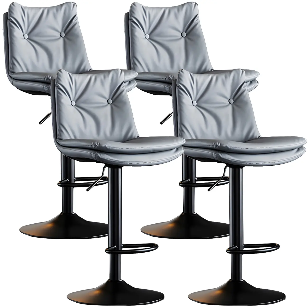 Modern Adjustable Leather Swivel Bar Stools
