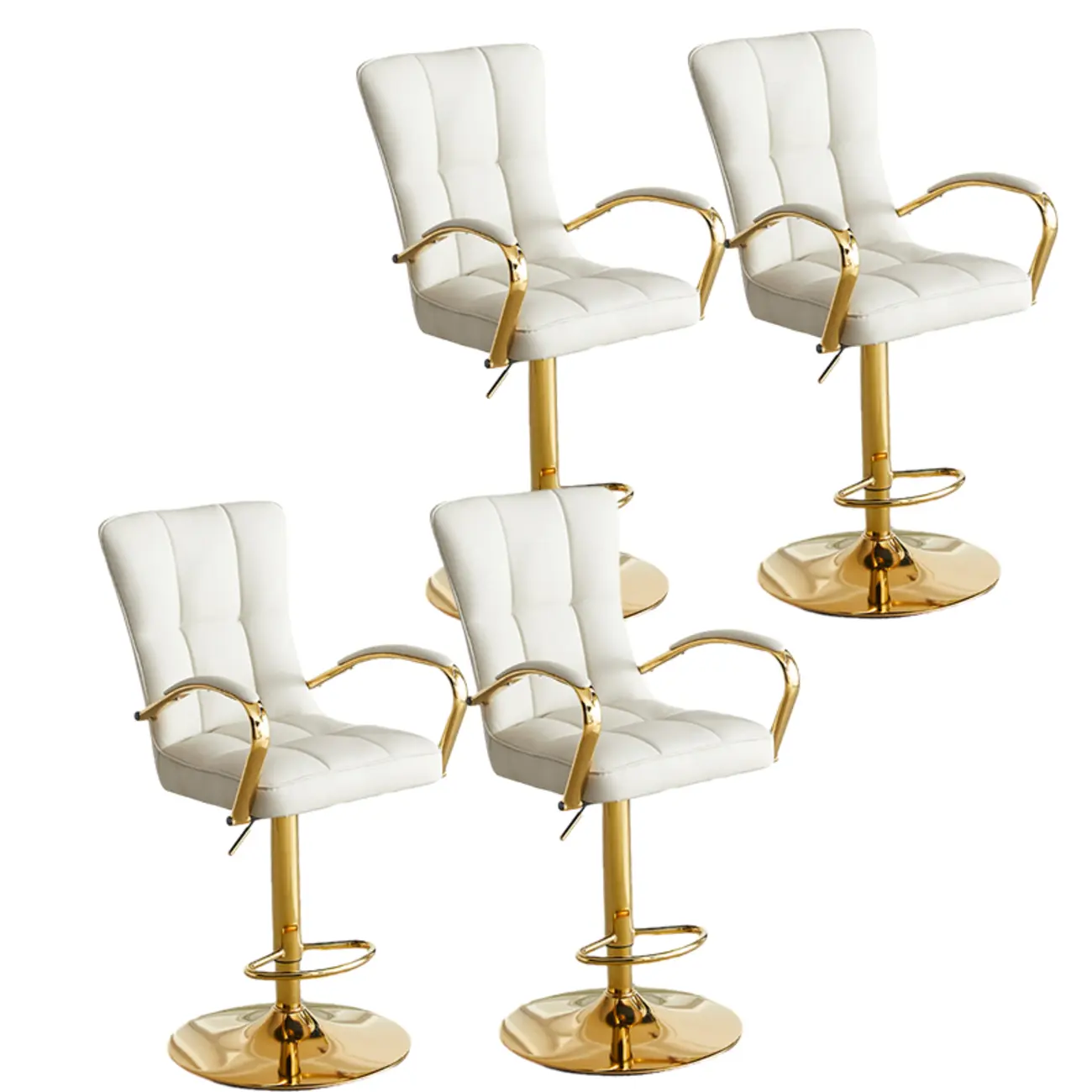 Glam Leather Adjustable Bar Stools with High Back