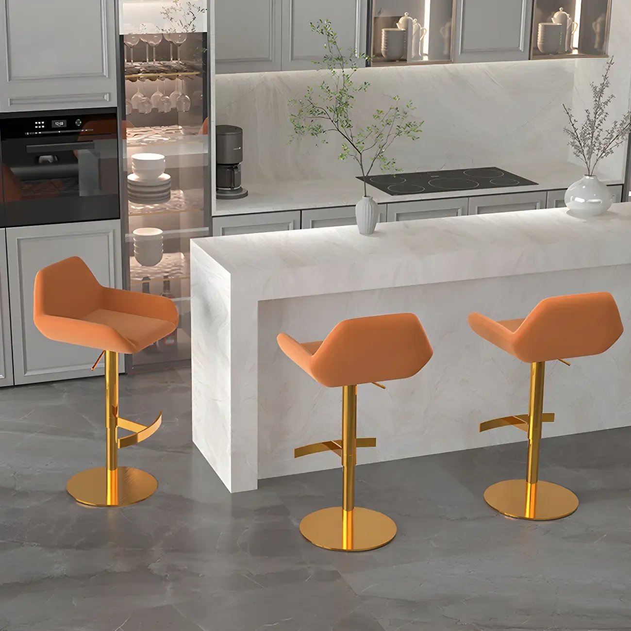 Glossy Metal Bucket Swivel Adjustable Bar Stools