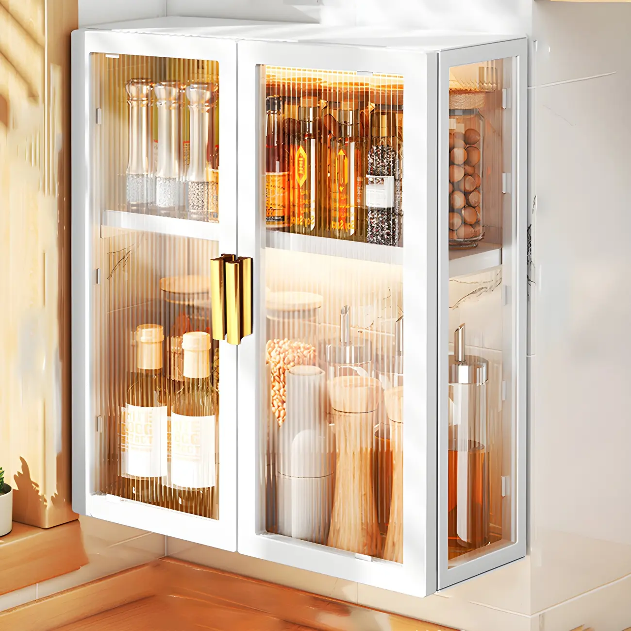 Kitchen Black Modern Metal Floating China Cabinet