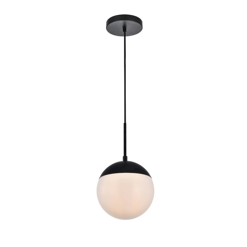 Frosted White Glass 1-Light 8-inch Pendant