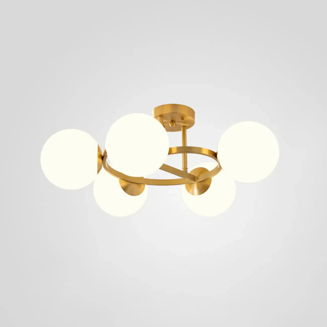 Modern Gold Loop Globe Glass Semi Flush Ceiling Light