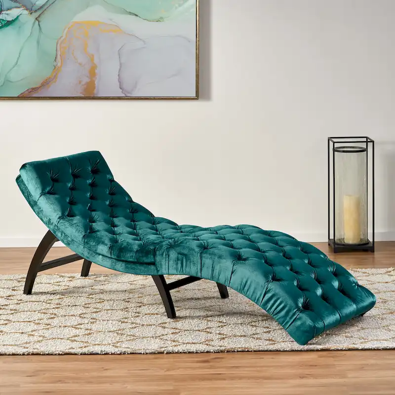 Garret Tufted Velvet Chaise Lounge by Christopher Knight Home