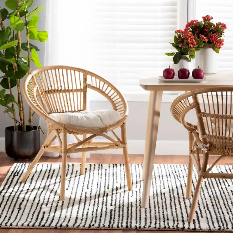 Adrina Modern Bohemian Natural Brown Rattan Dining Chair