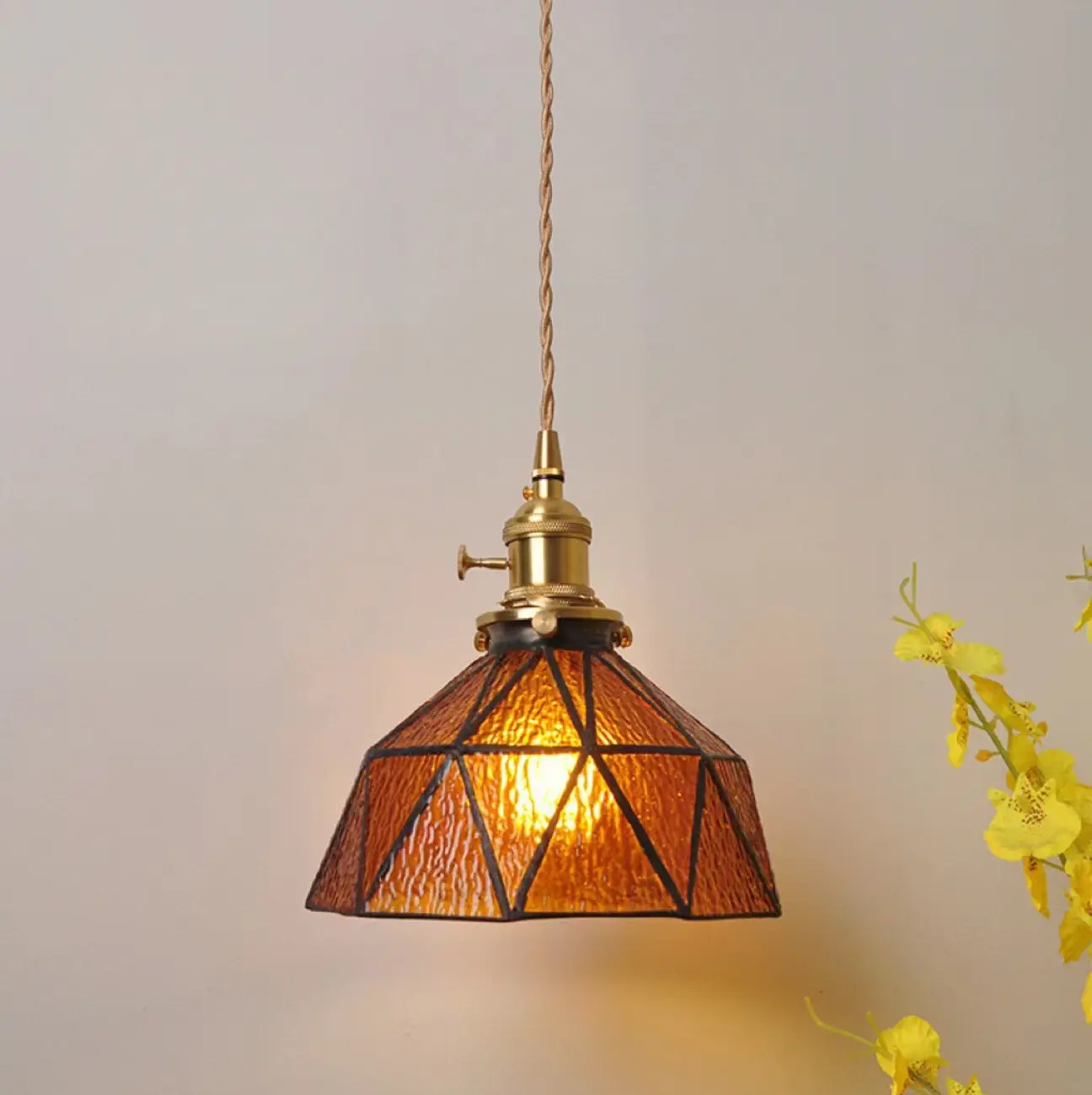 Modern Geometric Glass LED Hanging Pendant Light