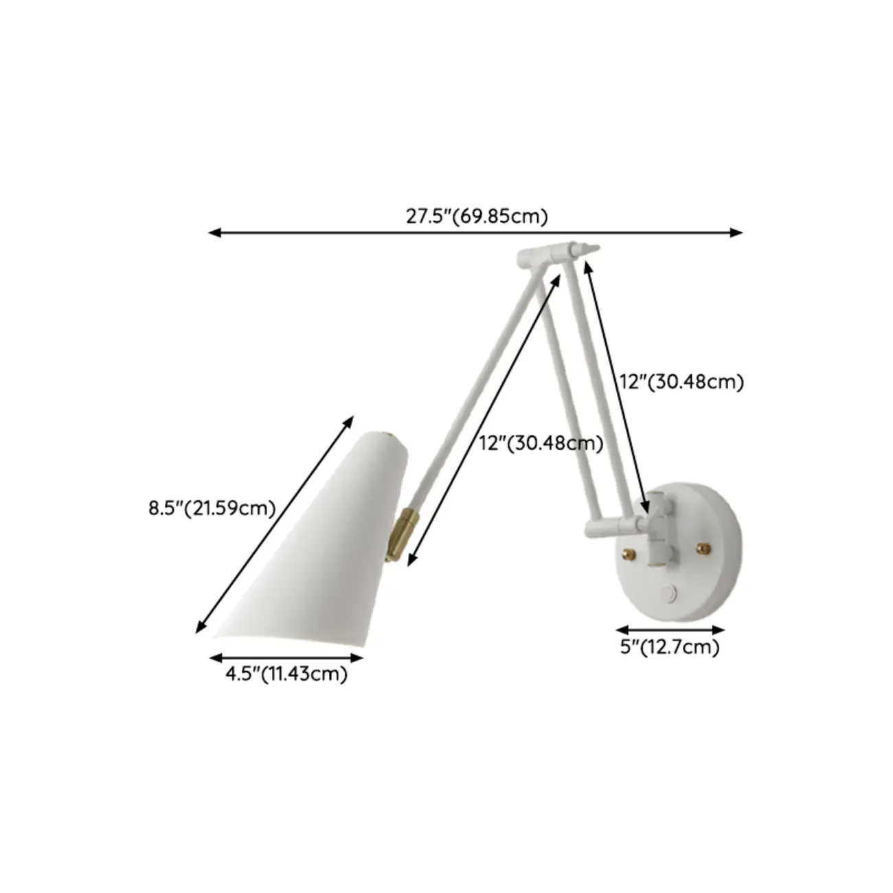 Modern White Metal Adjustable Swing Arm Wall Light