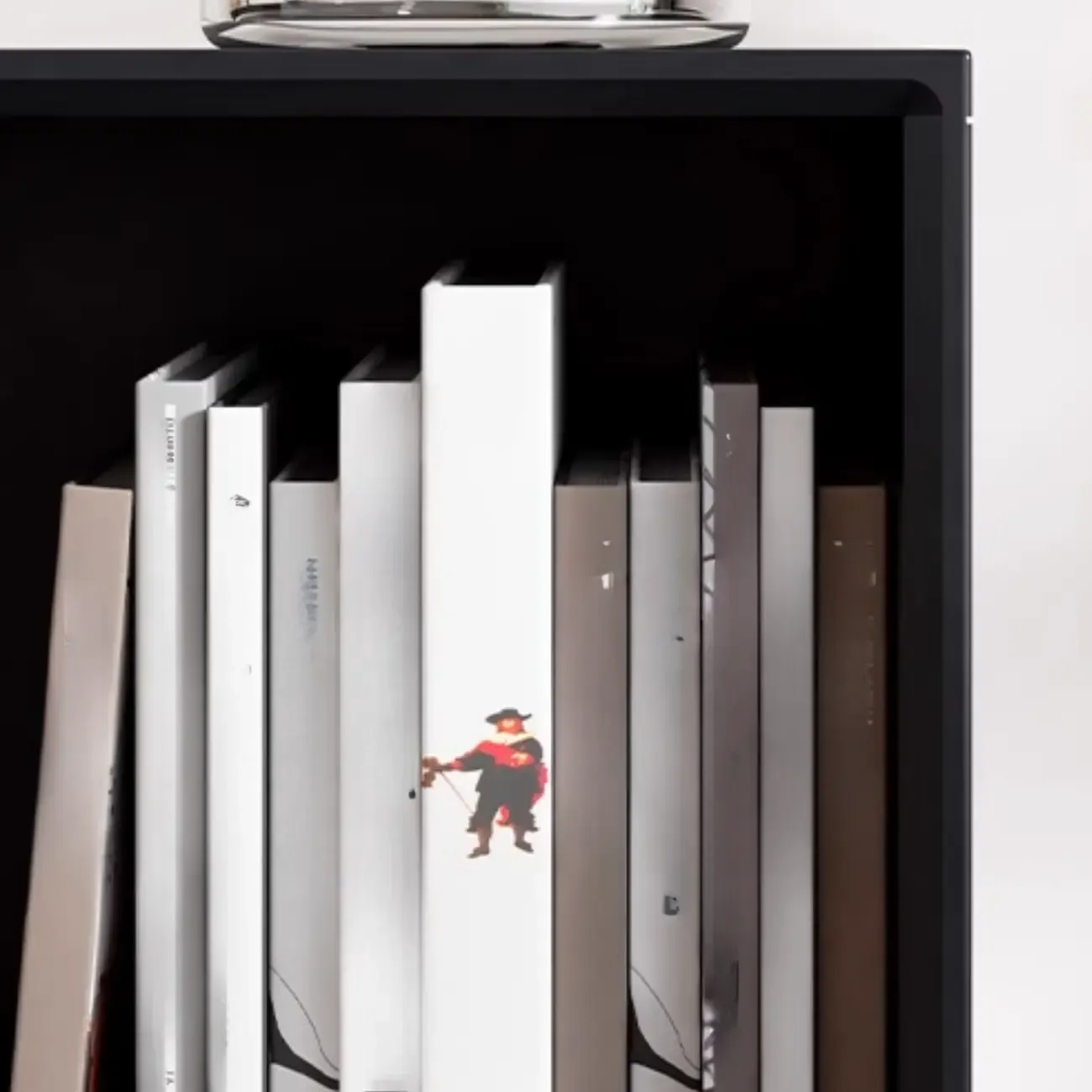 Modern Black Rubberwood Open Rectangle Bookcase