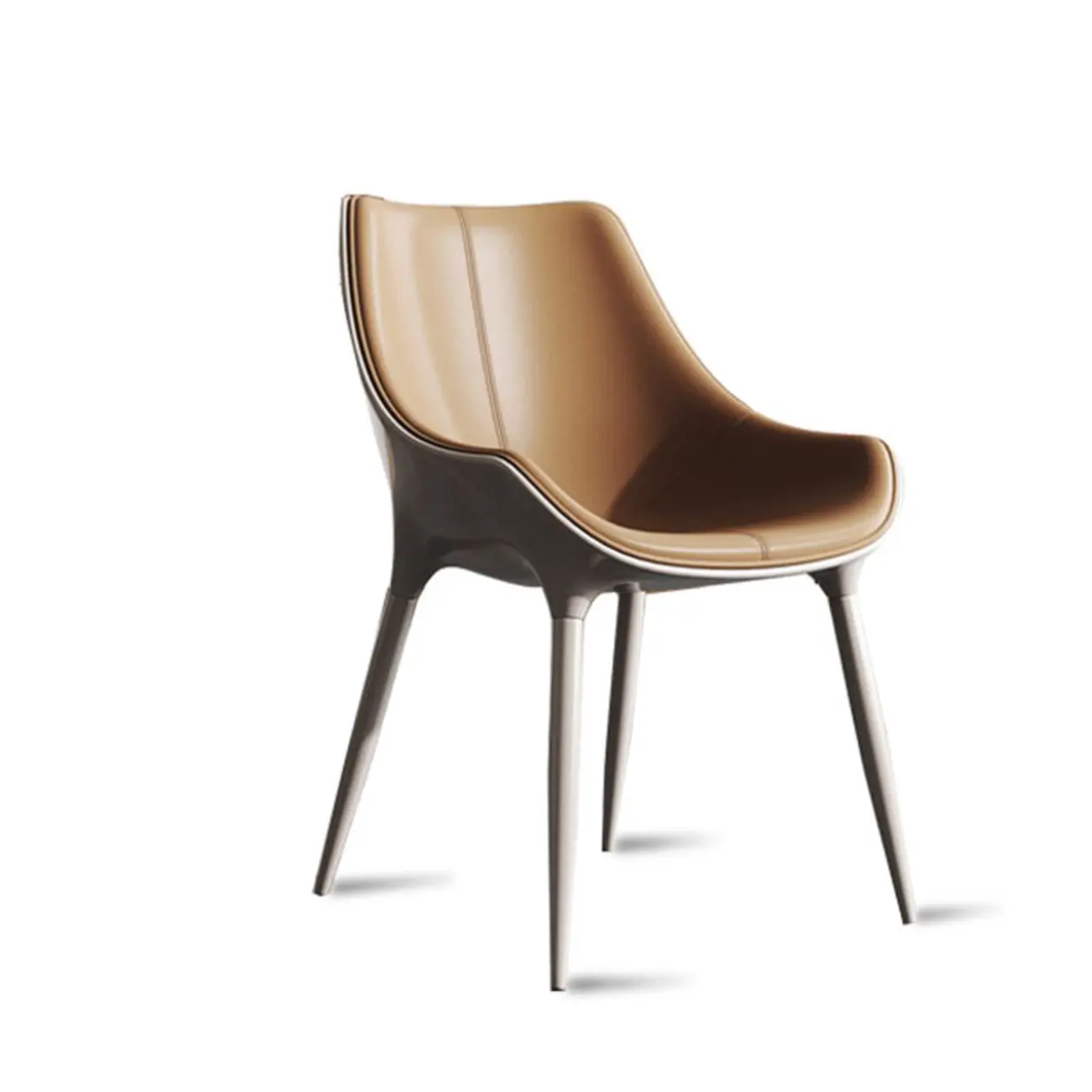 Modern Solid Back Faux Leather Upholstered Dining Chair