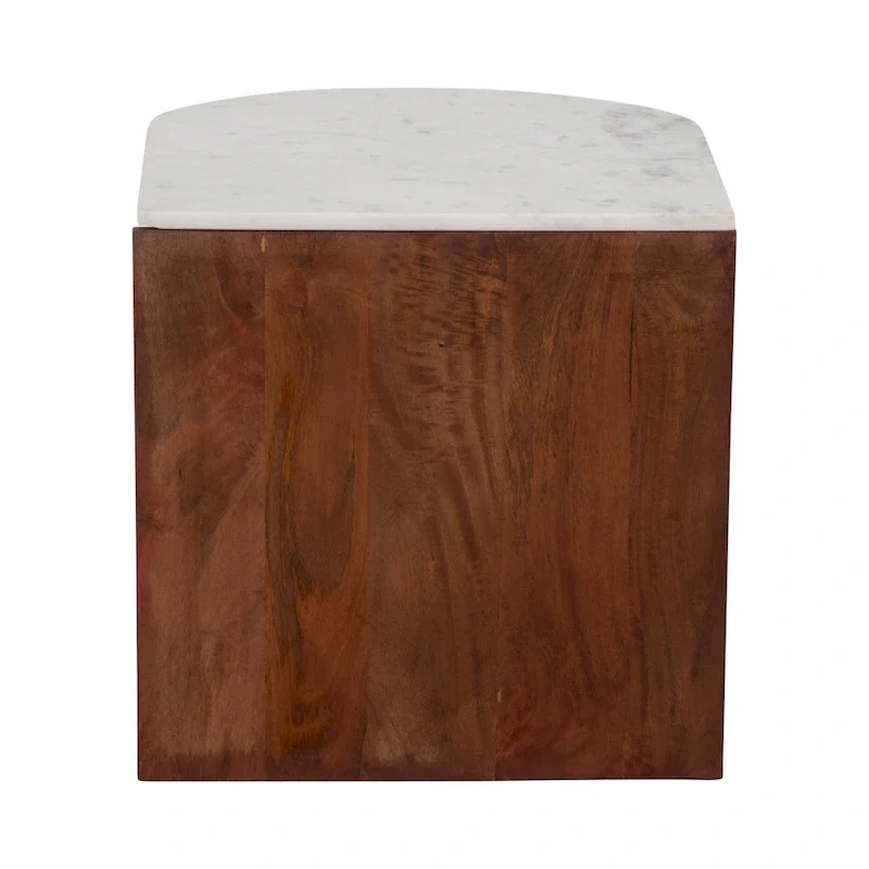 Sagebrook Home Modern Neutral Wood/Marble Brown 20 Half Round Side Accent Table - 20 x 20 x 20 - 20 x 20 x 20
