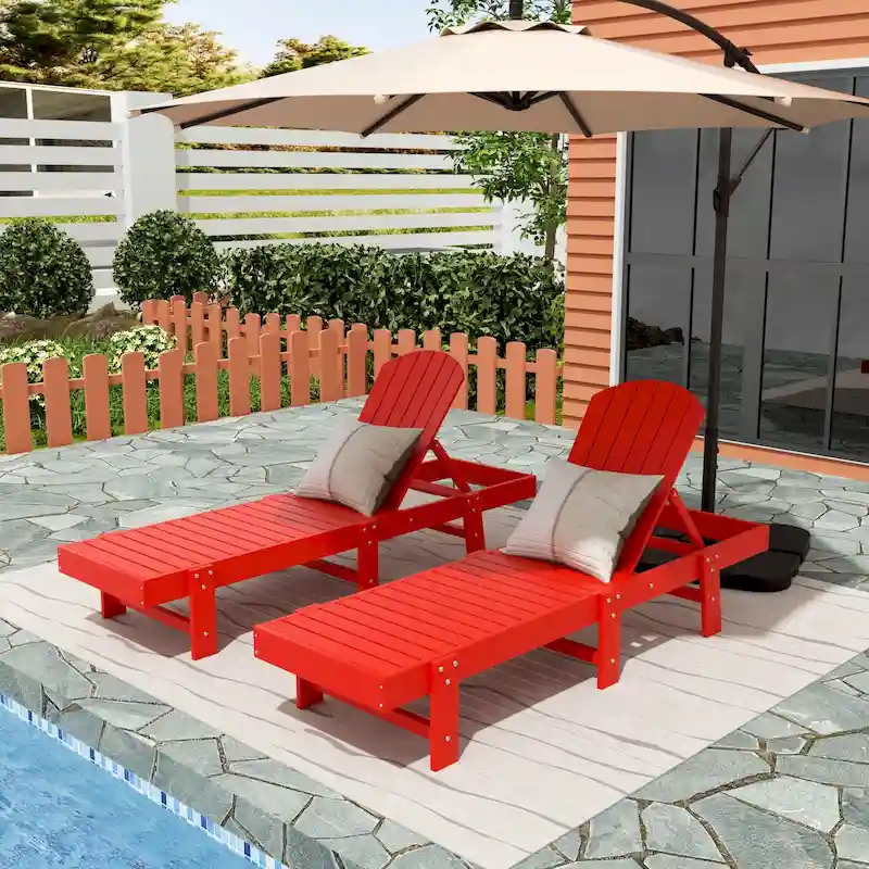 Polytrends Altura Armless Poly Eco-Friendly All Weather Reclining Chaise Lounge (Set of 2)