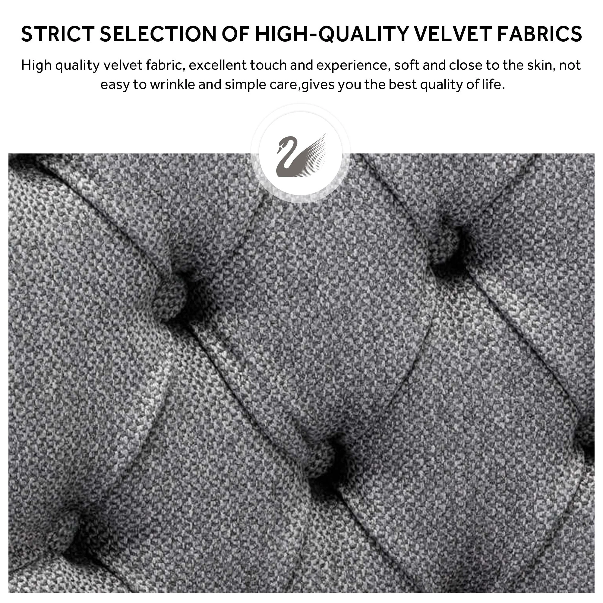 Upholstered Tufted Velvet Dining Chair with Solid Wood Legs Set of 6