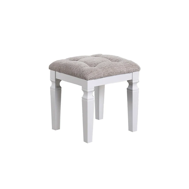 Fabric and Wood Vanity Set with Stool