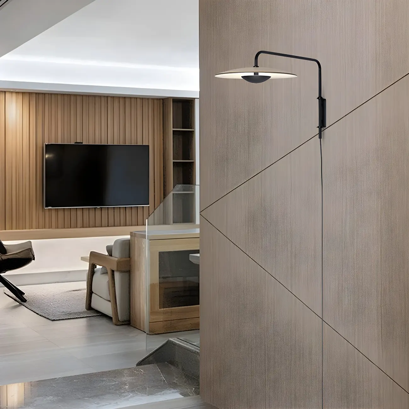 Modern Black Metal Adjustable Swing Arm Wall Light