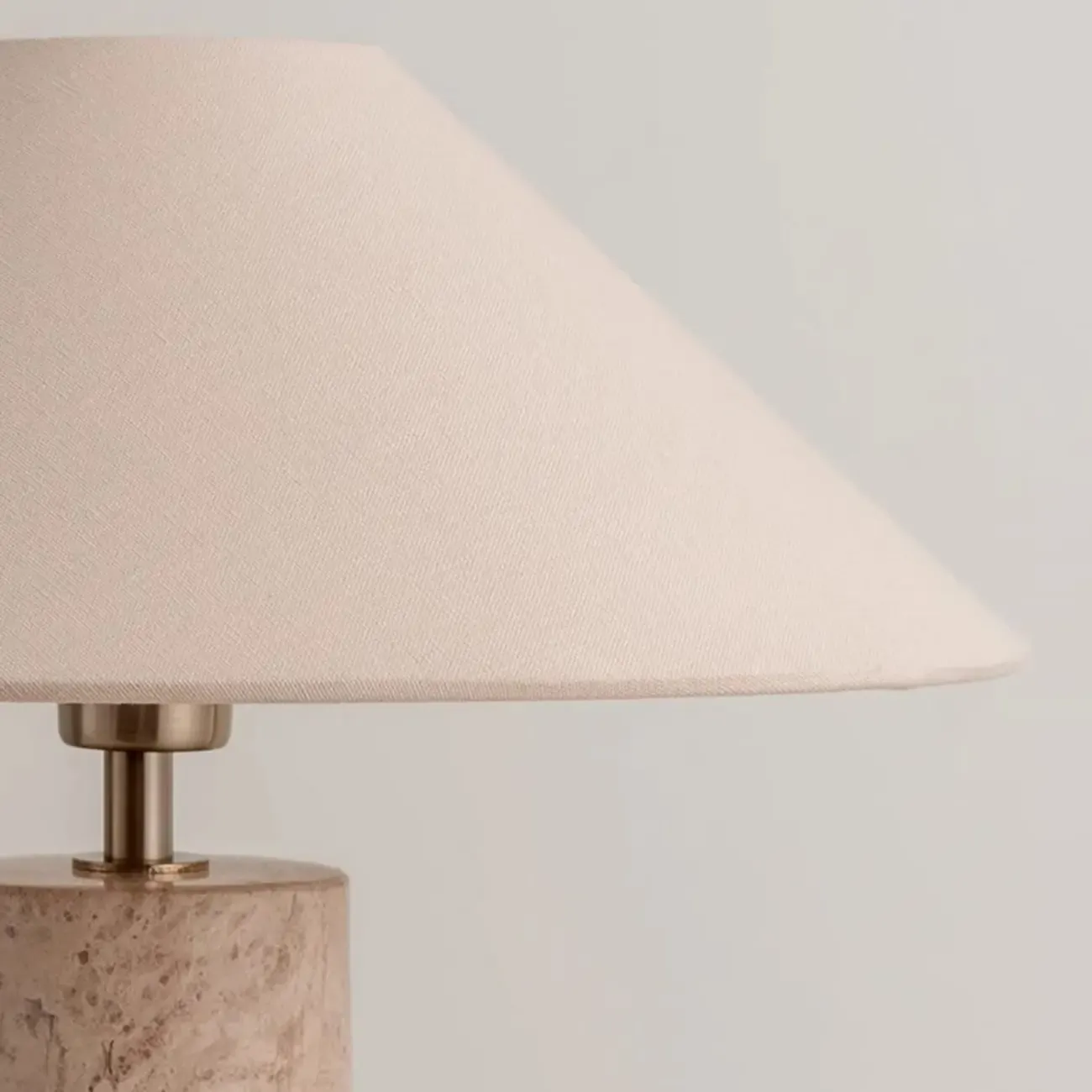 Elegant Beige Marble Base Table Lamp with Fabric Shade
