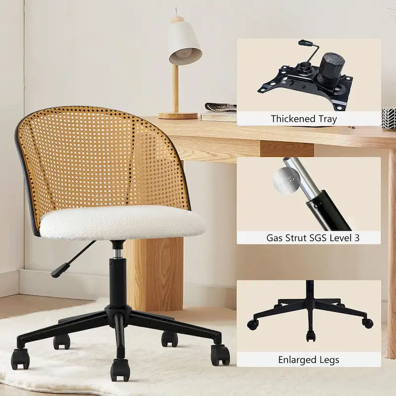 Boucle Rattan Task Chair