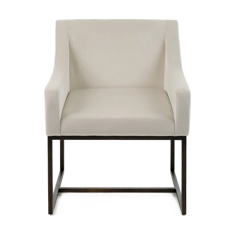 Modrest Elijah Modern Beige & Copper Antique Brass Dining Chair