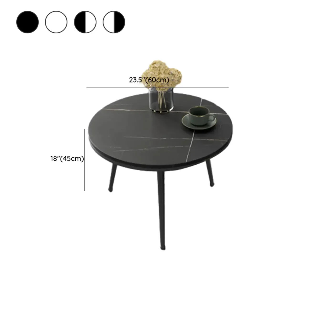 Modern Marble-Top 3 Legs Round Nesting Tables