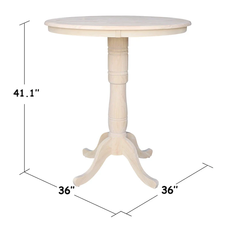 International Concepts Unfinished 36-inch Round Bar-height Pedestal Table