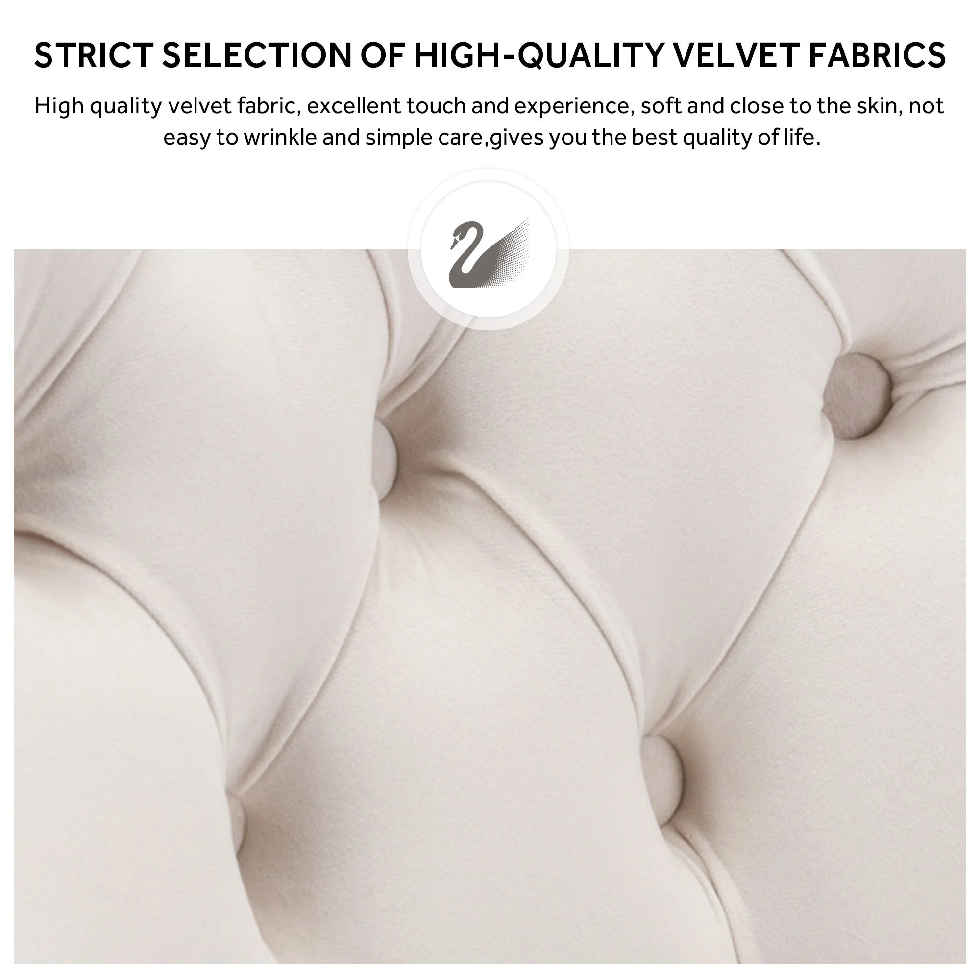 Upholstered Tufted Velvet Dining Chair with Solid Wood Legs Set of 6