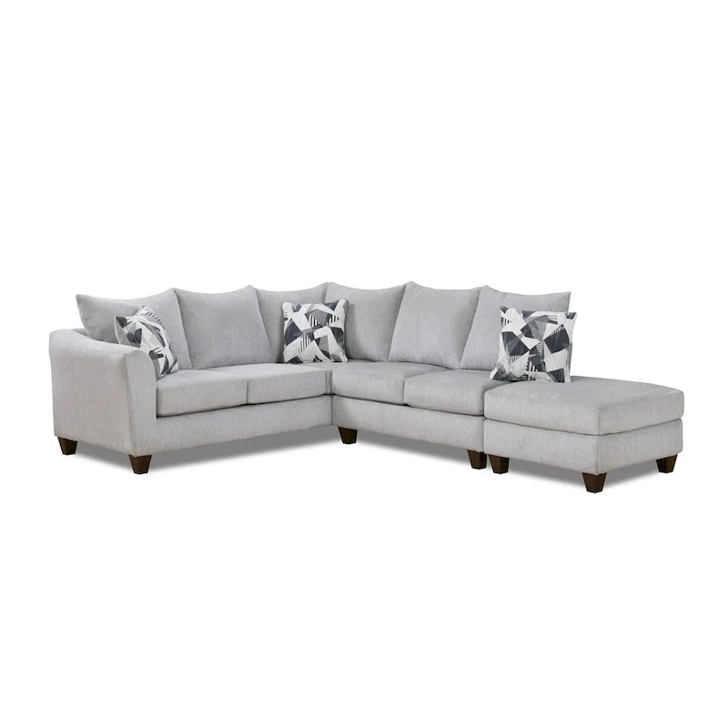Roundhill Furniture Duleek 3-Piece Living Room Set, Herringbone Silver