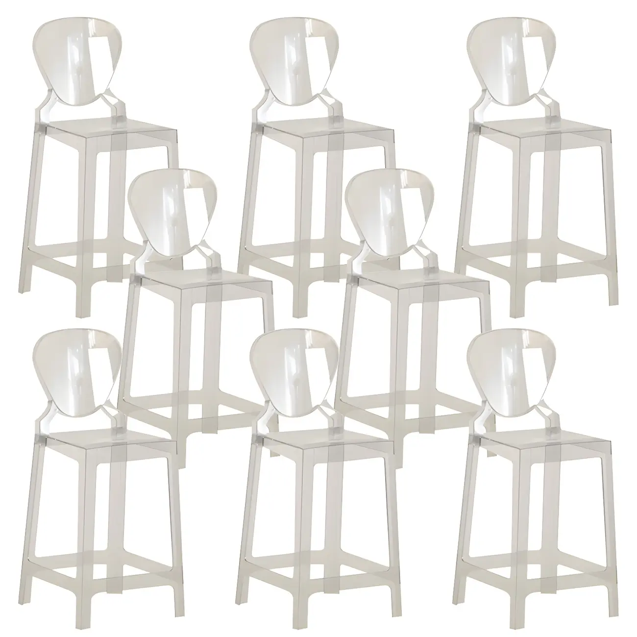 Modern Acrylic Smooth Elegant Circular Backrest Bar Stool