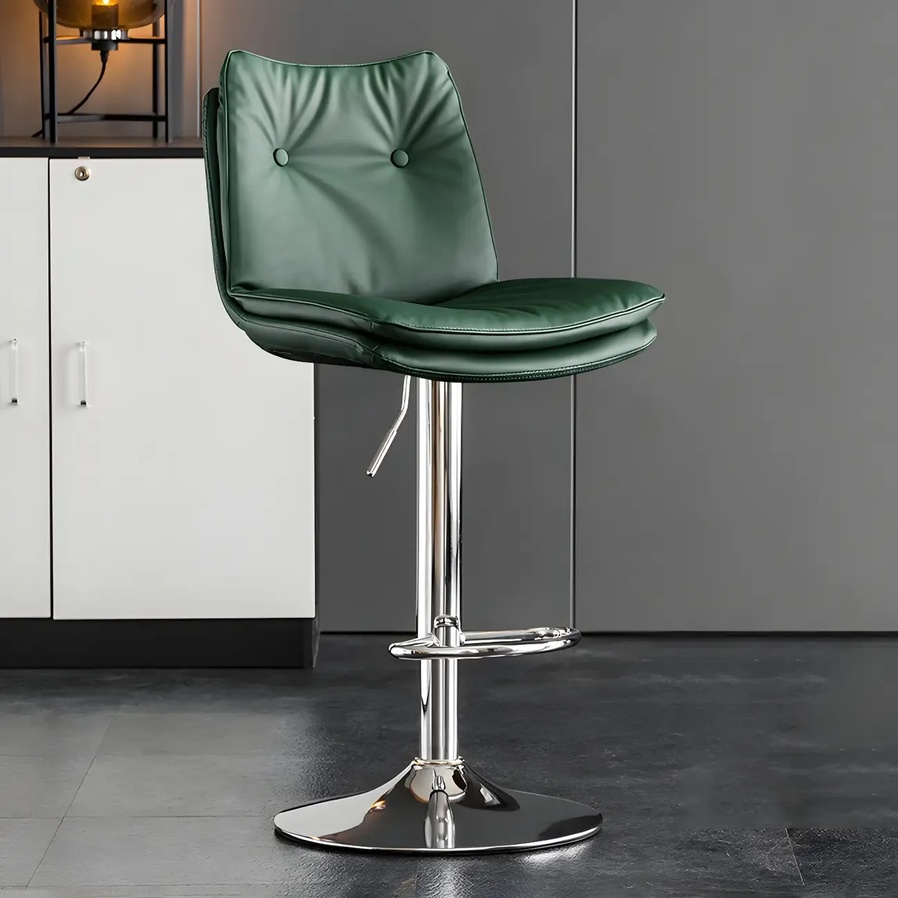Modern Adjustable Leather Swivel Bar Stools