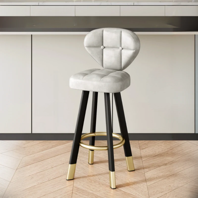 Modern Tufted Counter Height Bar Stools with Metal Footrest