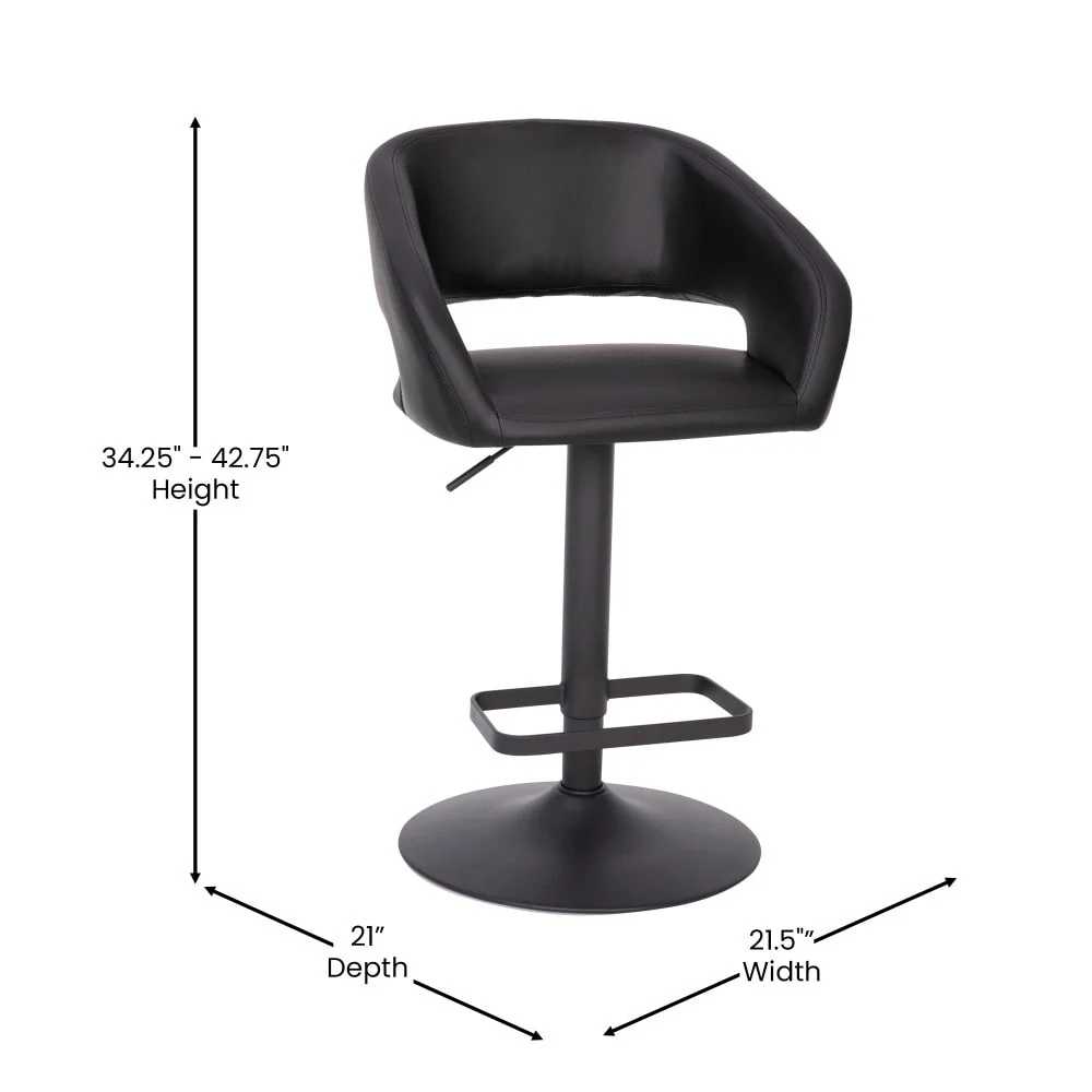 Modern Upholstered Adjustable-Height Barstool with Rounded Back
