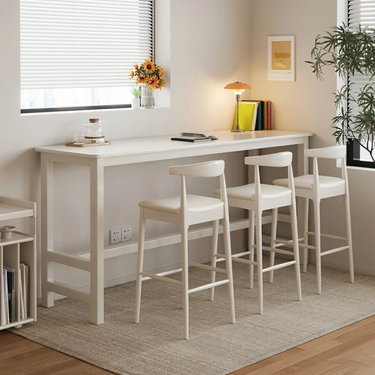 Modern Rubberwood Bar Tables with Trestle Base