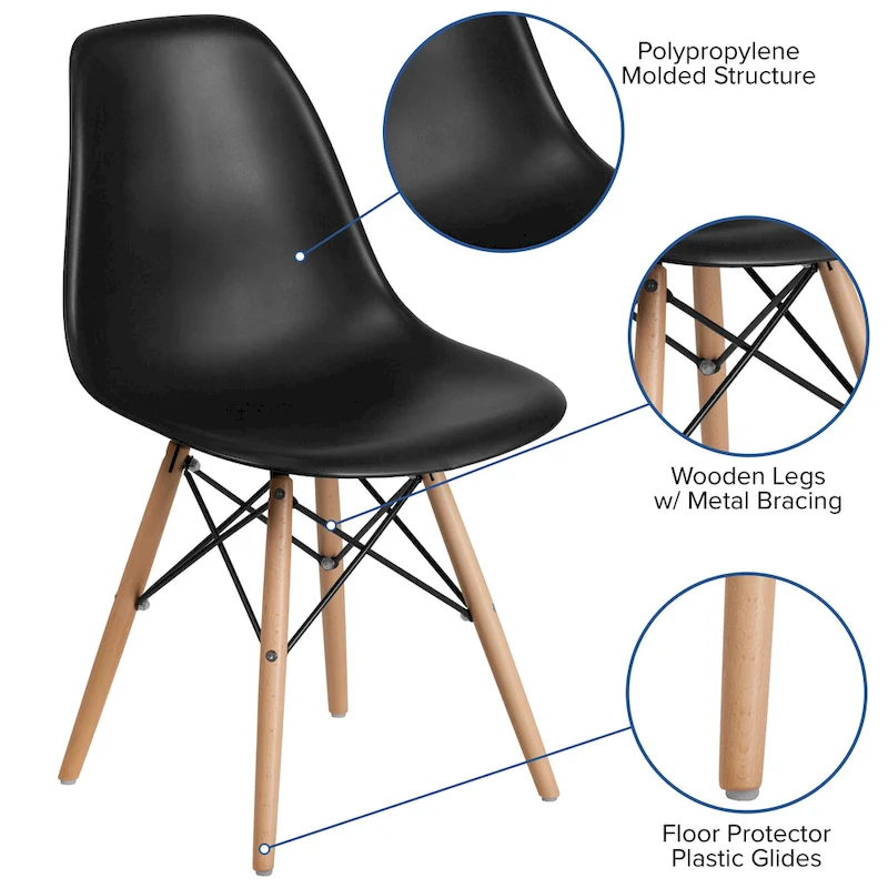 Plastic Chair with Wooden Legs