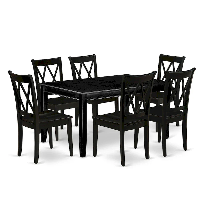 East West Furniture Dining Room Table Set Consist of a Rectangle Kitchen Table and Dining Chairs, Black (Pieces Option)