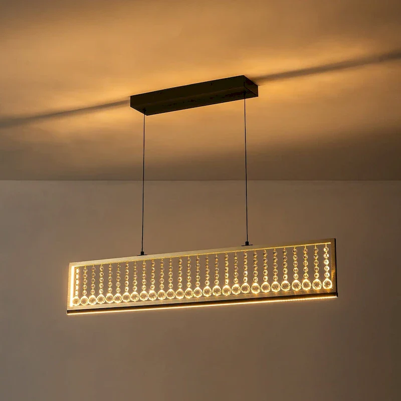 39.8 in.4-Light Modern Farmhouse Linear LED Crystal Chandelier Kitchen Island Pendant Lighting - 39.8 in.