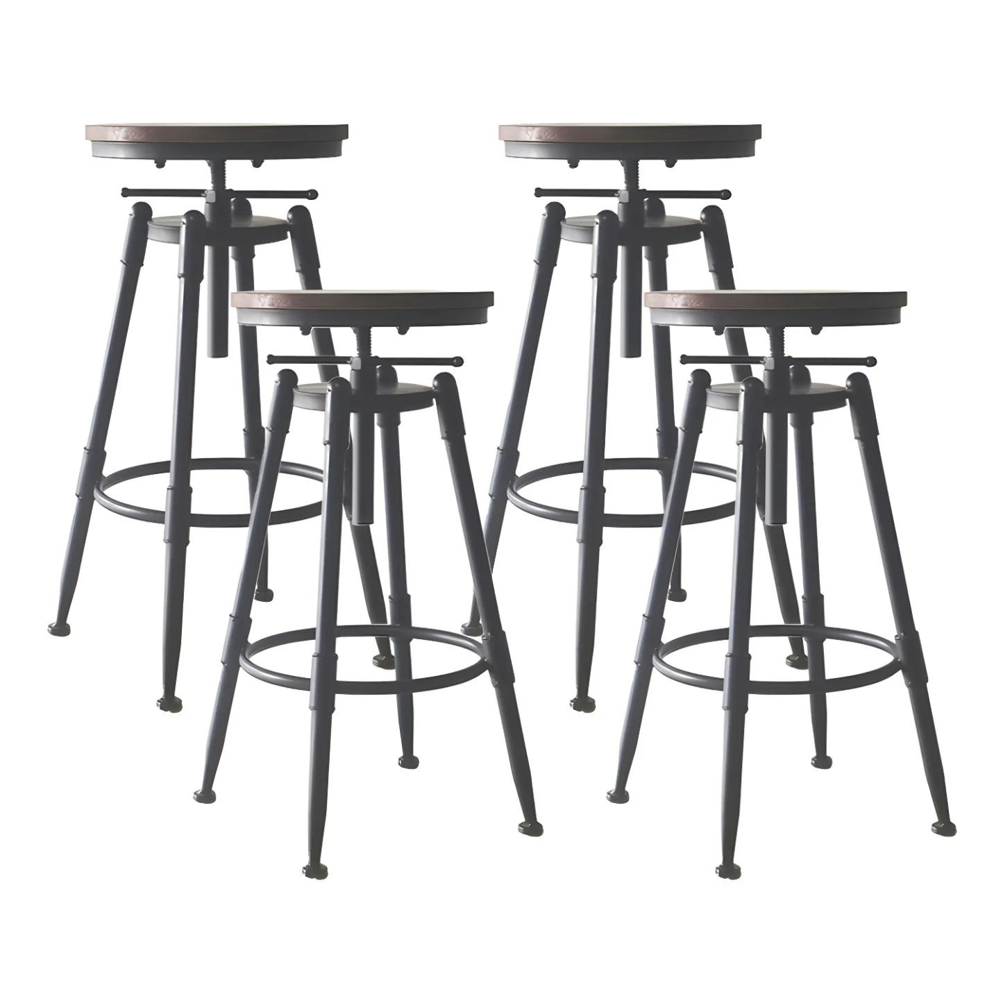 Industrial Metal Leather Swivel Bar Stools with Back