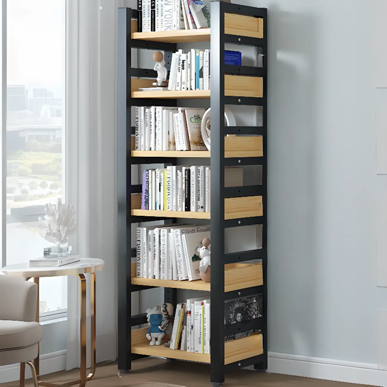 Modish Multi-Layer Open Back Wooden Tall Bookshelves