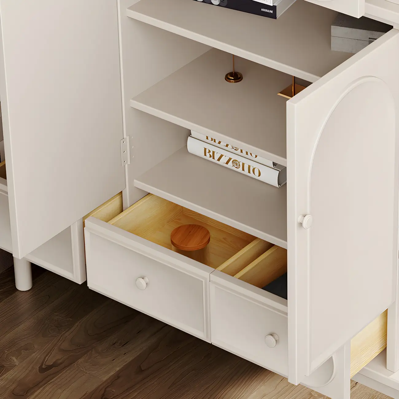 Modern White Wooden Multi-functional Utility Living Room Cabinet