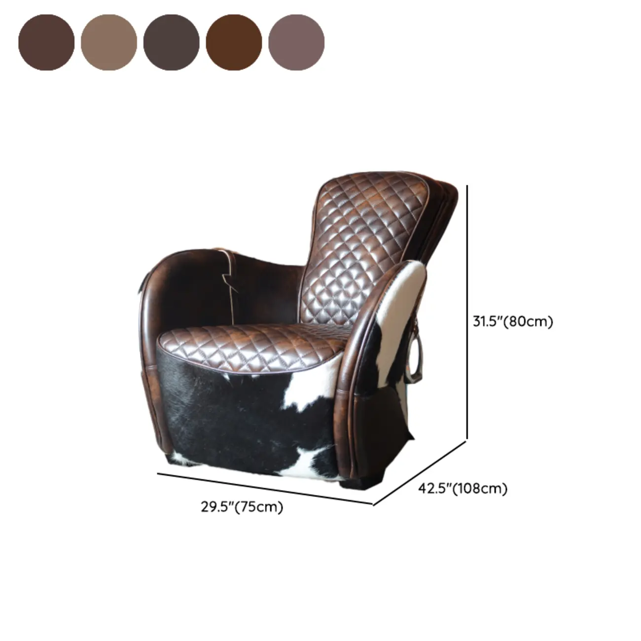 Small Accent Chair Genuine Leather Living Room