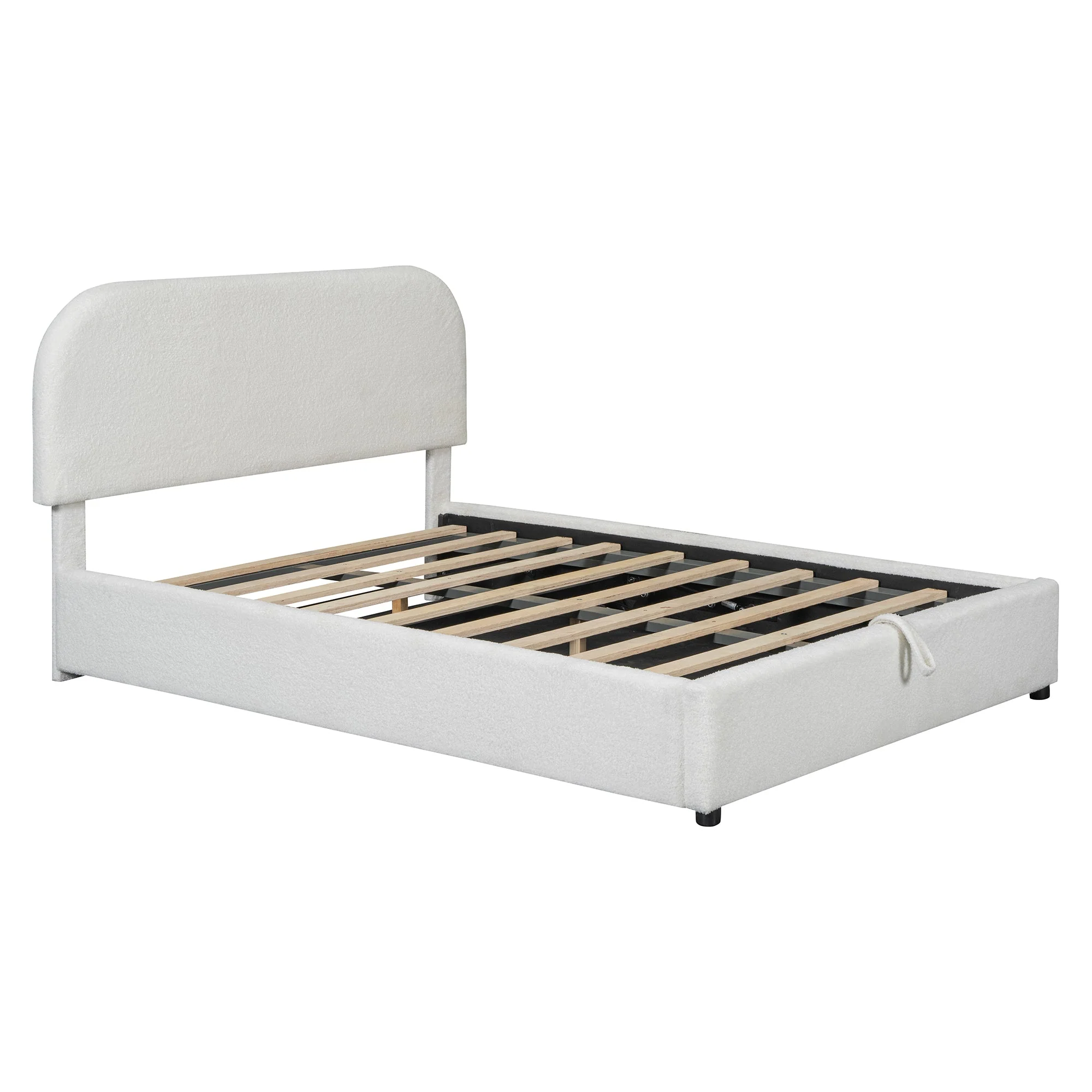 Walker Edison | Teddy Full Size Upholstered Platform Bed with Hydraulic Storage
