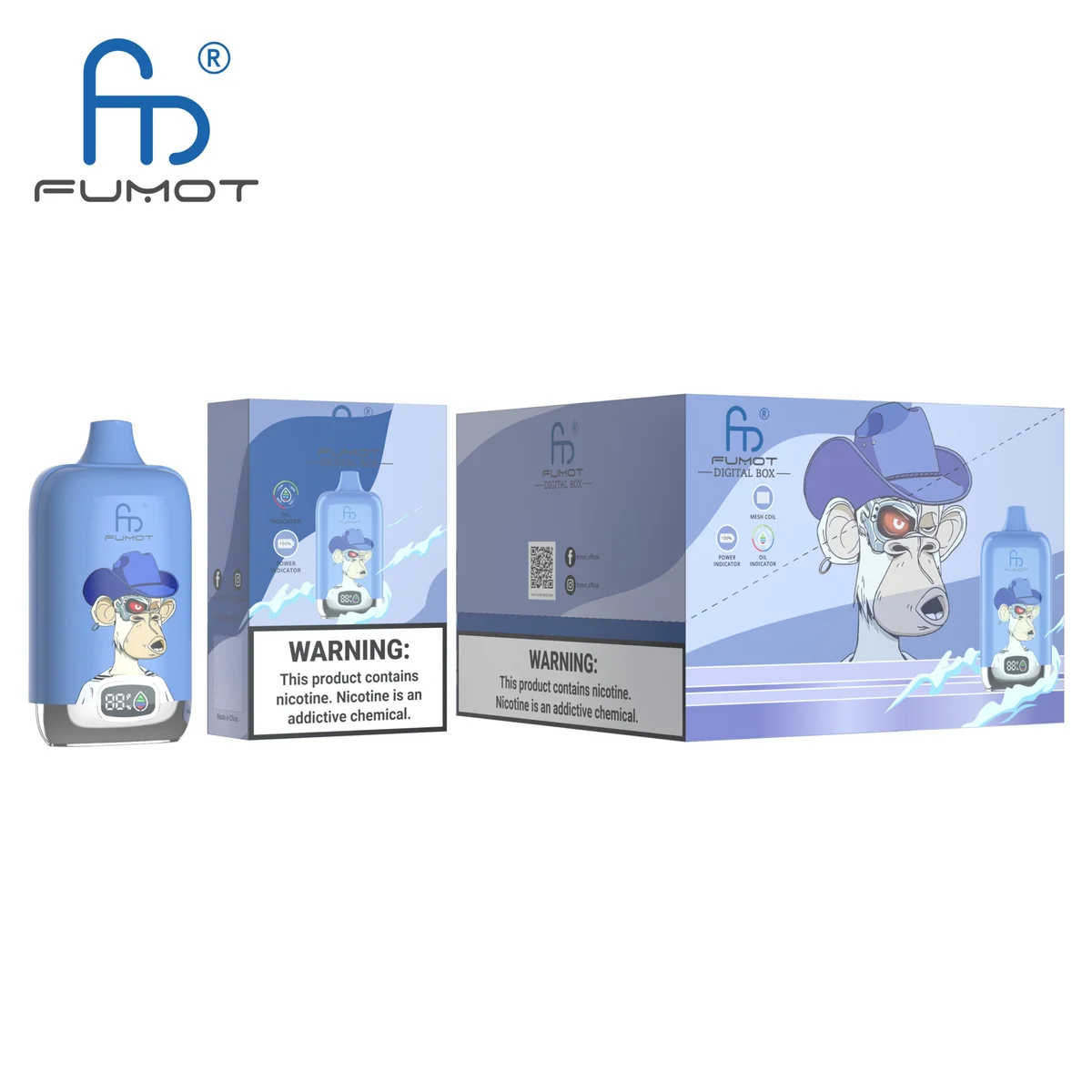 Fumot Digital Box 12000 Blueberry On Ice – 10er-Displaybox mit Einweg-Vape und Einzelpackung