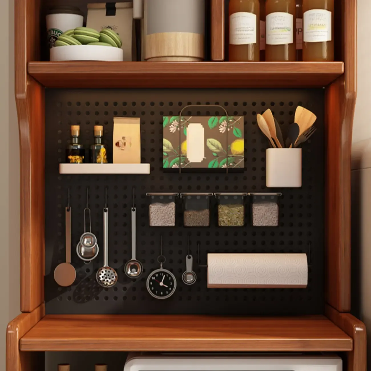 Modern Wood Narrow Sideboard with Drawers Shelves