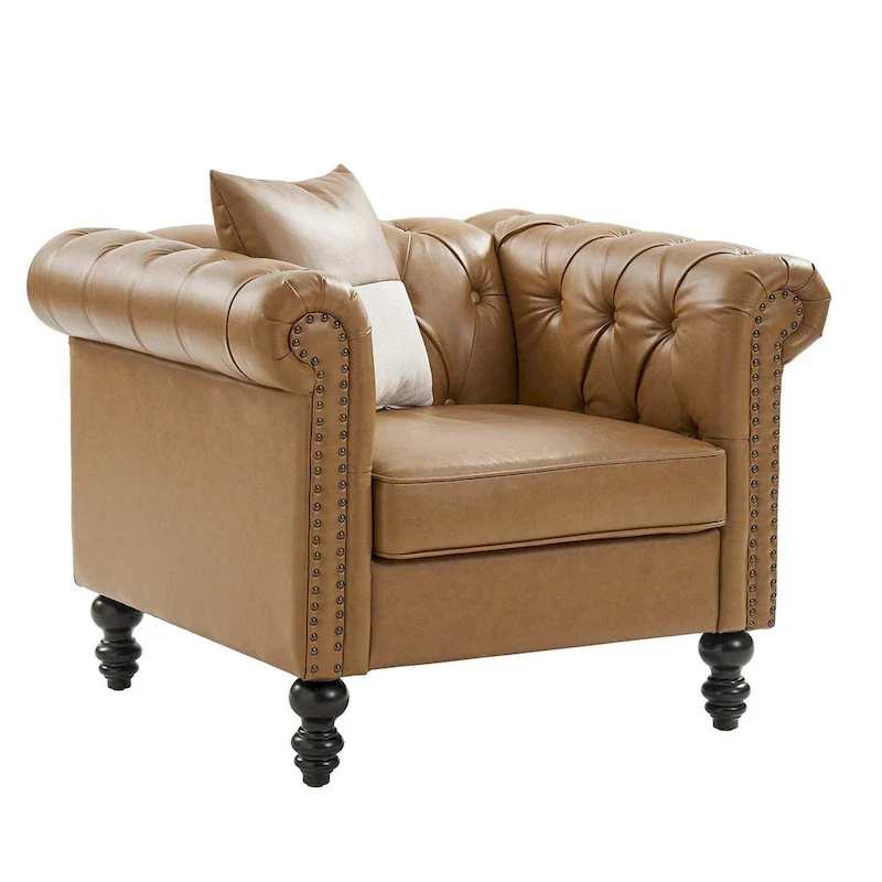 Faustina Traditional Upholstered Armchair with Solid Wood Legs by HULALA HOME