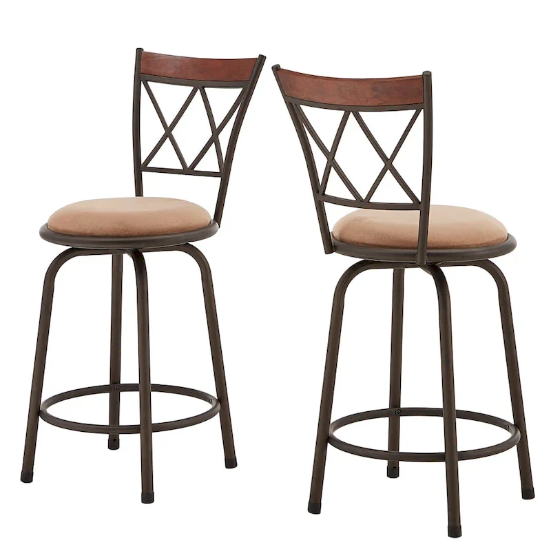 Verona Adjustable Bronze Finish X-Back Metal and Wood Trim 3pc Pack Stools by iNSPIRE Q Classic