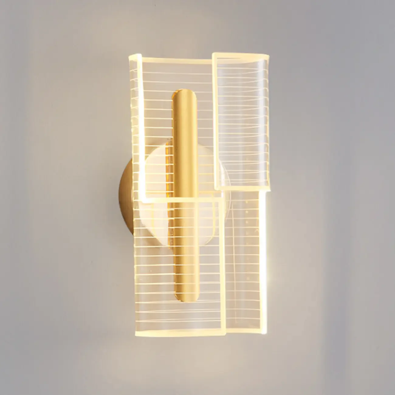 Modern Clear Acrylic Gold Ambient Wall Sconce